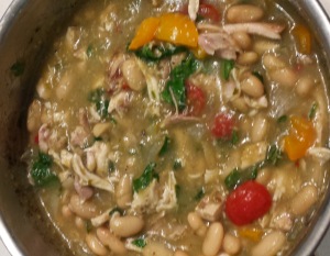 This white bean chicken chili is beyond easy.